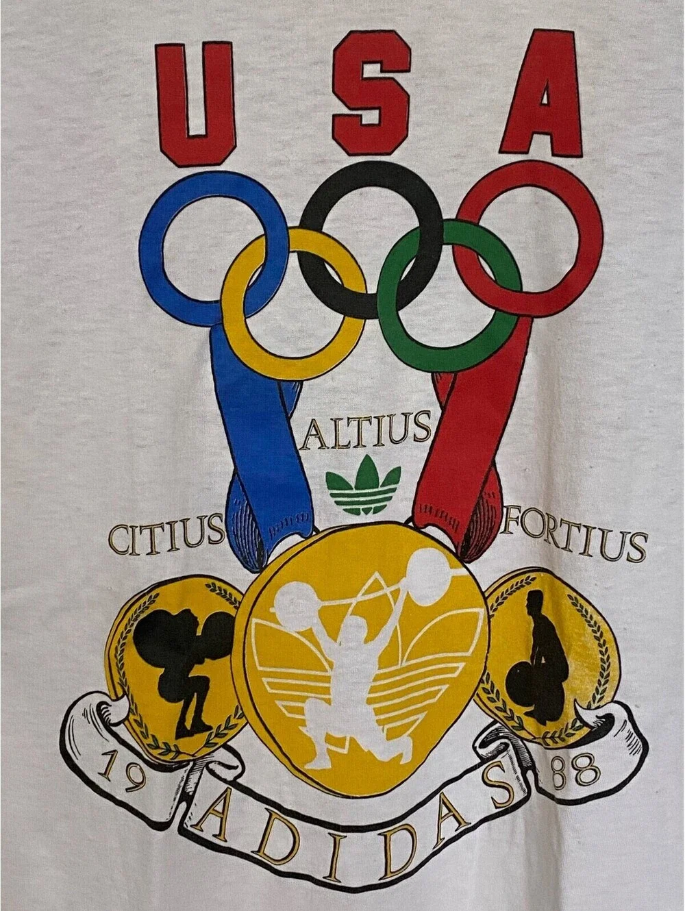 Adidas Vintage Olympics T Shirt 1988 Summer Games Seoul M USA Single Stitch